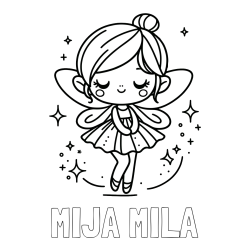Online izdelana pobarvanka - Pobarvanka imena MIJA MILA in otroška pobarvanka čarobne vile