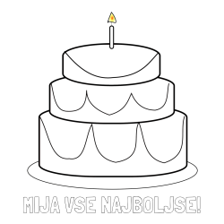 Online izdelana pobarvanka - Pobarvanka imena MIJA VSE NAJBOLJŠE! in pobarvanka poročne torte
