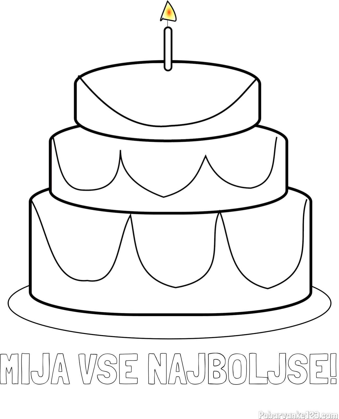 Pobarvanka imena MIJA VSE NAJBOLJŠE! in pobarvanka poročne torte