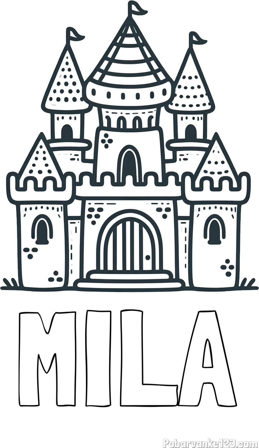 Pobarvanka imena MILA in otroška pobarvanka gradu