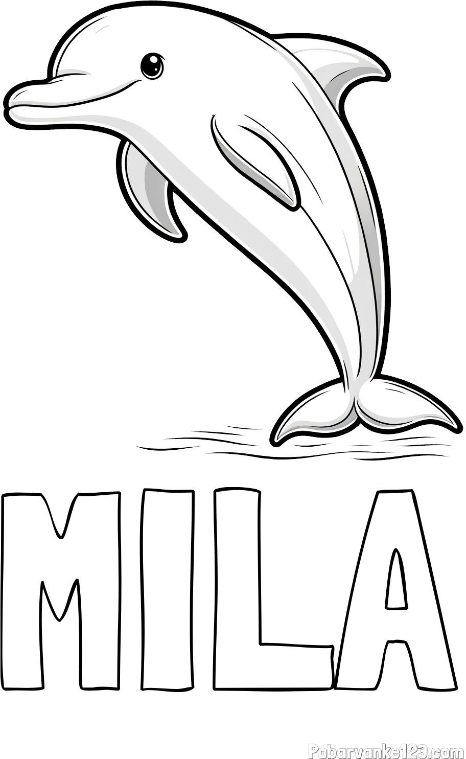 Pobarvanka imena MILA in pobarvanka delfina
