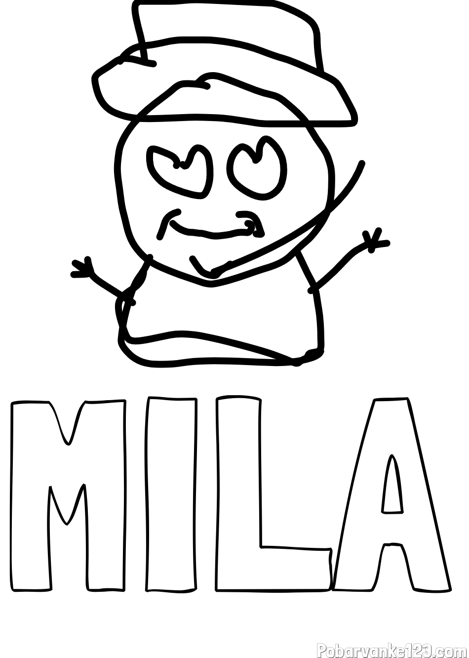 Pobarvanka imena MILA in pujsa Pepa