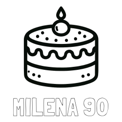 Online izdelana pobarvanka - Pobarvanka imena MILENA 90 in otroška pobarvanka majhne torte