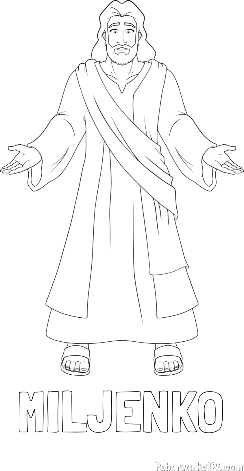 Pobarvanka imena MILJENKO in pobarvanka Jezusa Kristusa