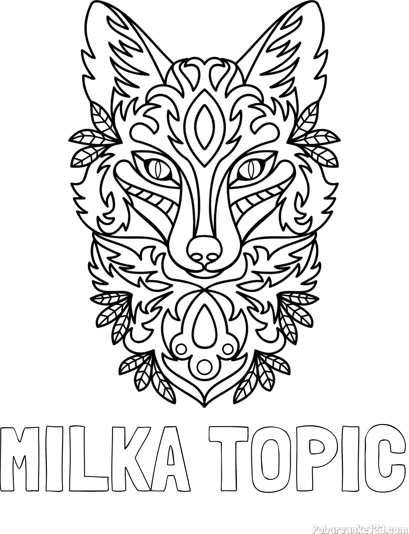 Pobarvanka imena MILKA TOPIĆ in pobarvanka volka - mandale