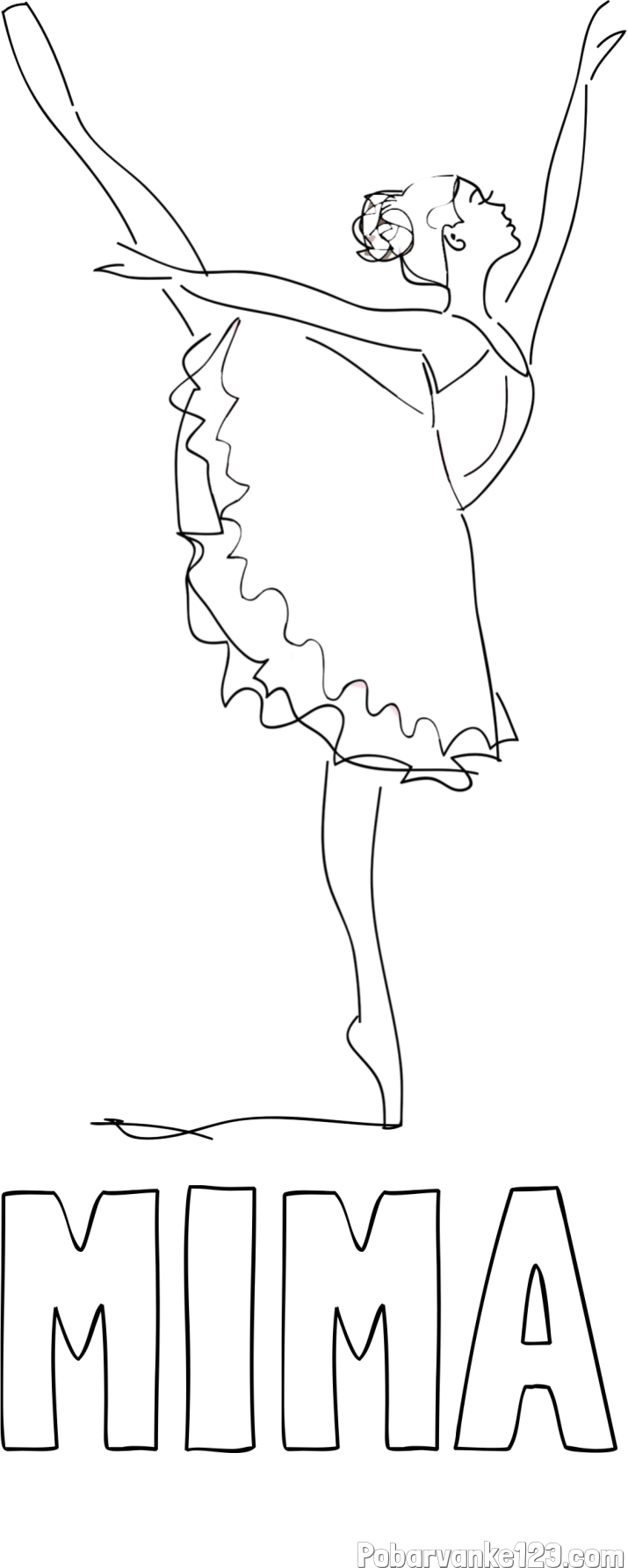 Pobarvanka imena MIMA in pobarvanka ljubke baletke