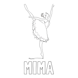Online izdelana pobarvanka - Pobarvanka imena MIMA in pobarvanka ljubke baletke