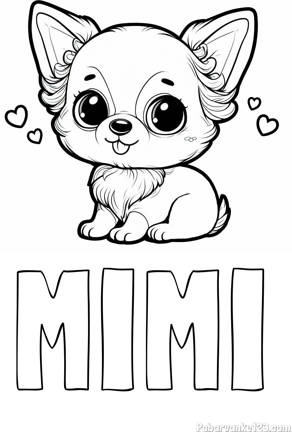 Pobarvanka imena MIMI in pobarvanka čivave