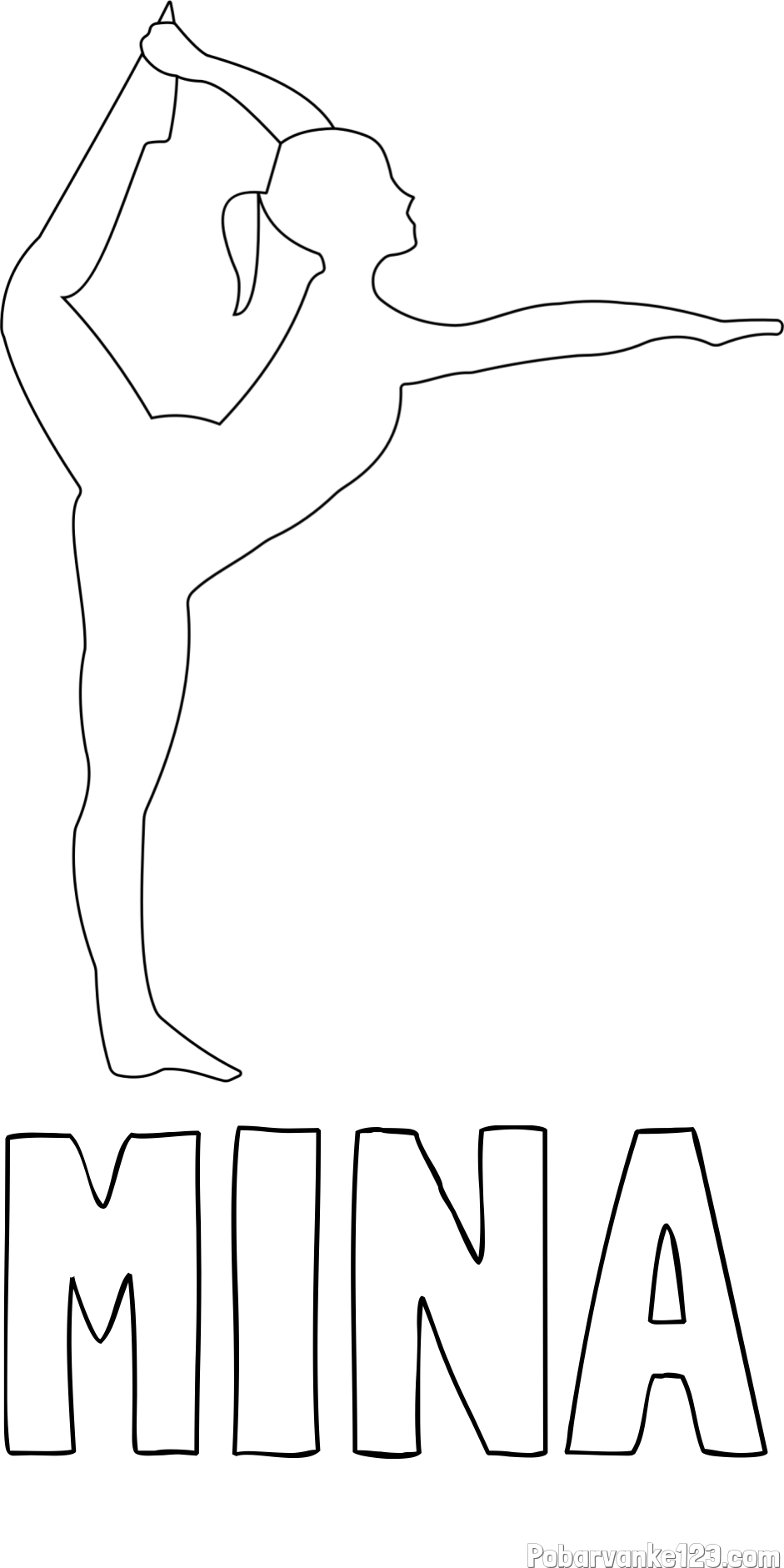 Pobarvanka imena MINA in pobarvanka baletke med ogrevanjem