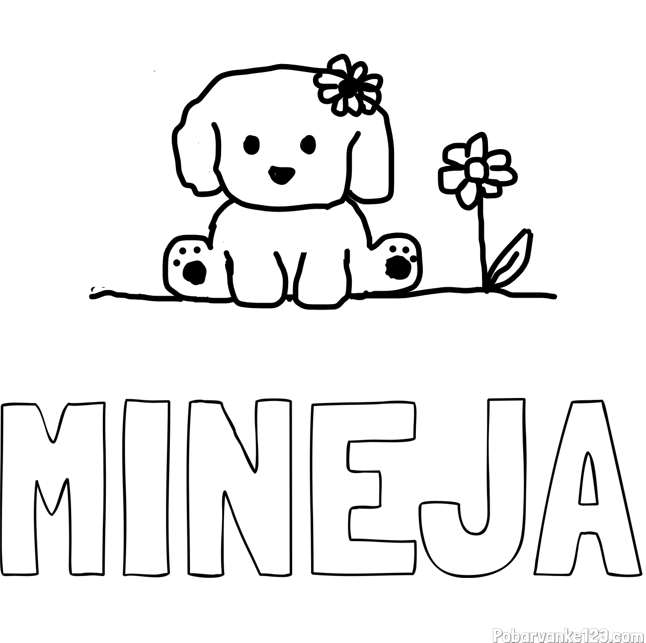 Pobarvanka imena MINEJA in KUŽIKA