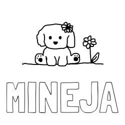 Online izdelana pobarvanka - Pobarvanka imena MINEJA in KUŽIKA