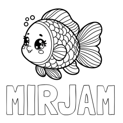 Online izdelana pobarvanka - Pobarvanka imena MIRJAM in pobarvanka ribe z bujnimi plavutmi