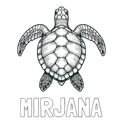 Online izdelana pobarvanka - Pobarvanka imena MIRJANA in enostavna pobarvanka želve