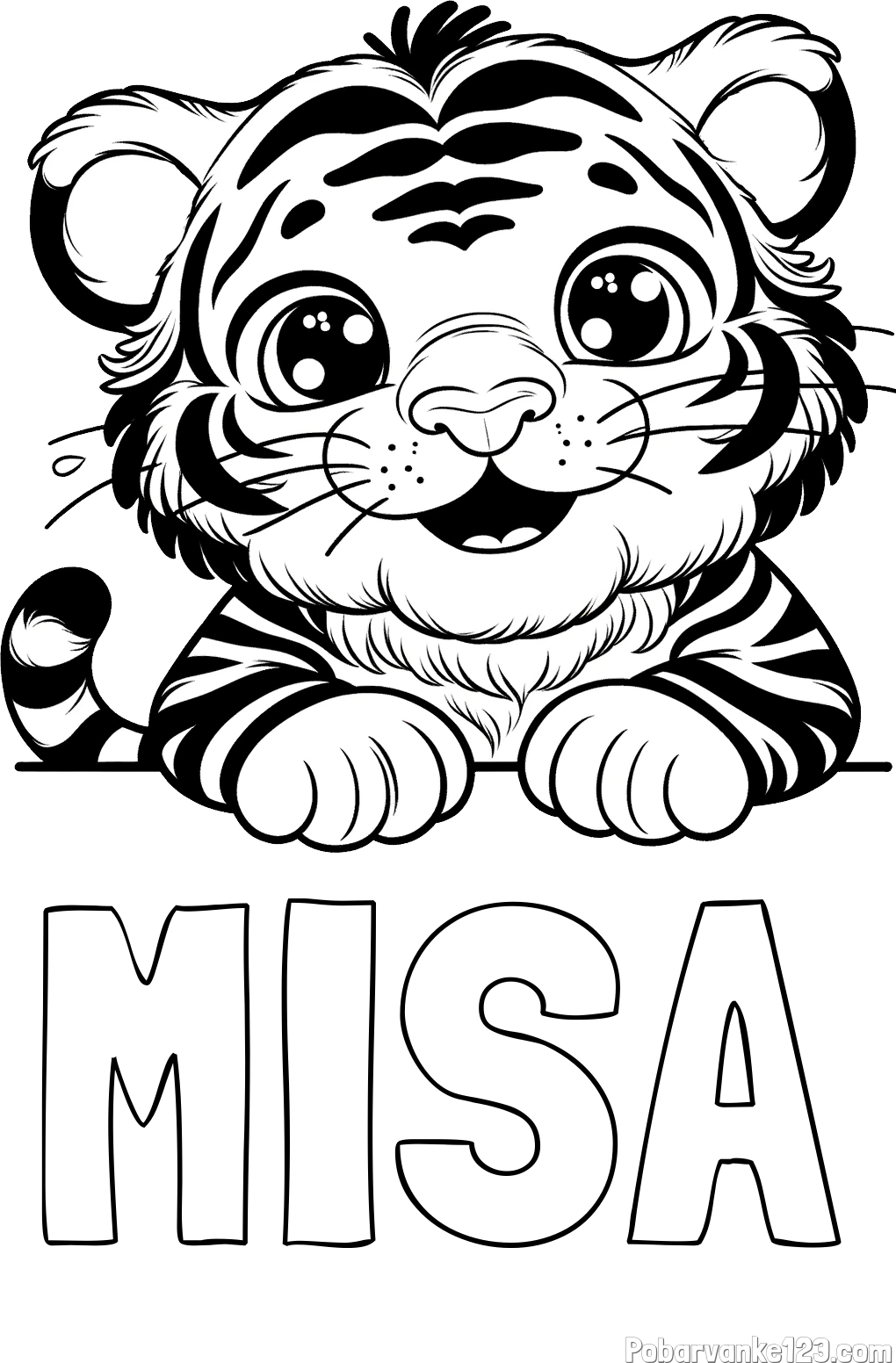 Pobarvanka imena MIŠA in pobarvanka tigrček