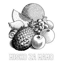 Online izdelana pobarvanka - Pobarvanka imena MIŠKO ZA MAMO in pobarvanka sadja (ananas, melona, jabolka, kivi, grozdje, pomaranča...)