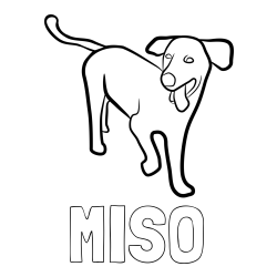 Online izdelana pobarvanka - Pobarvanka imena MIŠO in pobarvanka prikupnega, a nekoliko utrujenega kužka