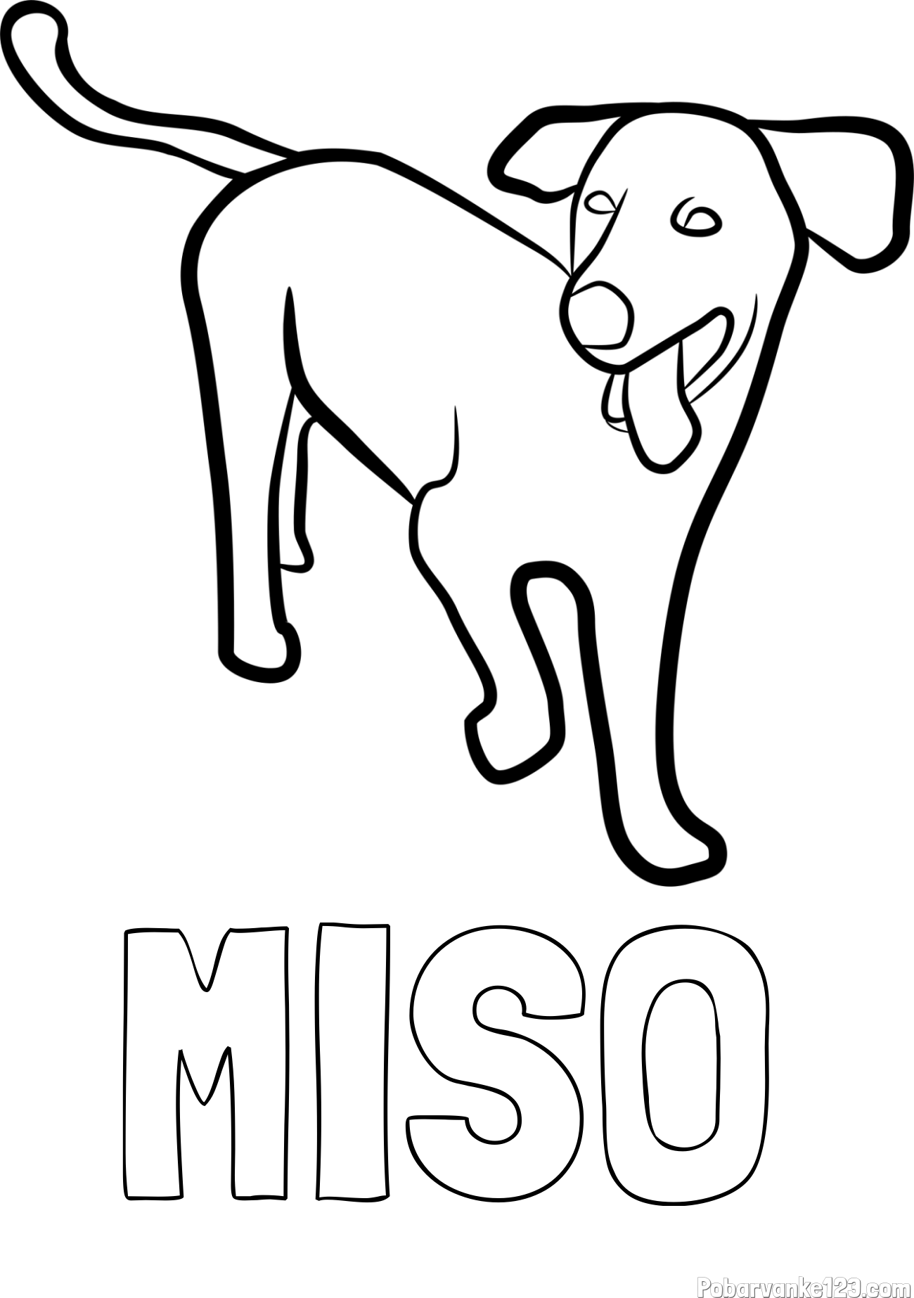 Pobarvanka imena MIŠO in pobarvanka prikupnega, a nekoliko utrujenega kužka