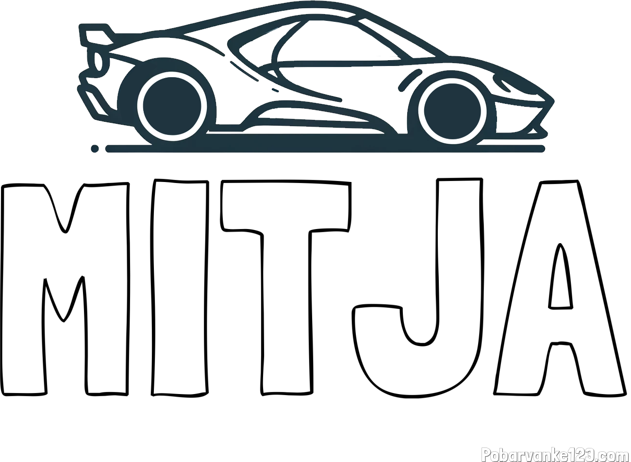 Pobarvanka imena MITJA in otroška pobarvanka dirkalnega avtomobila