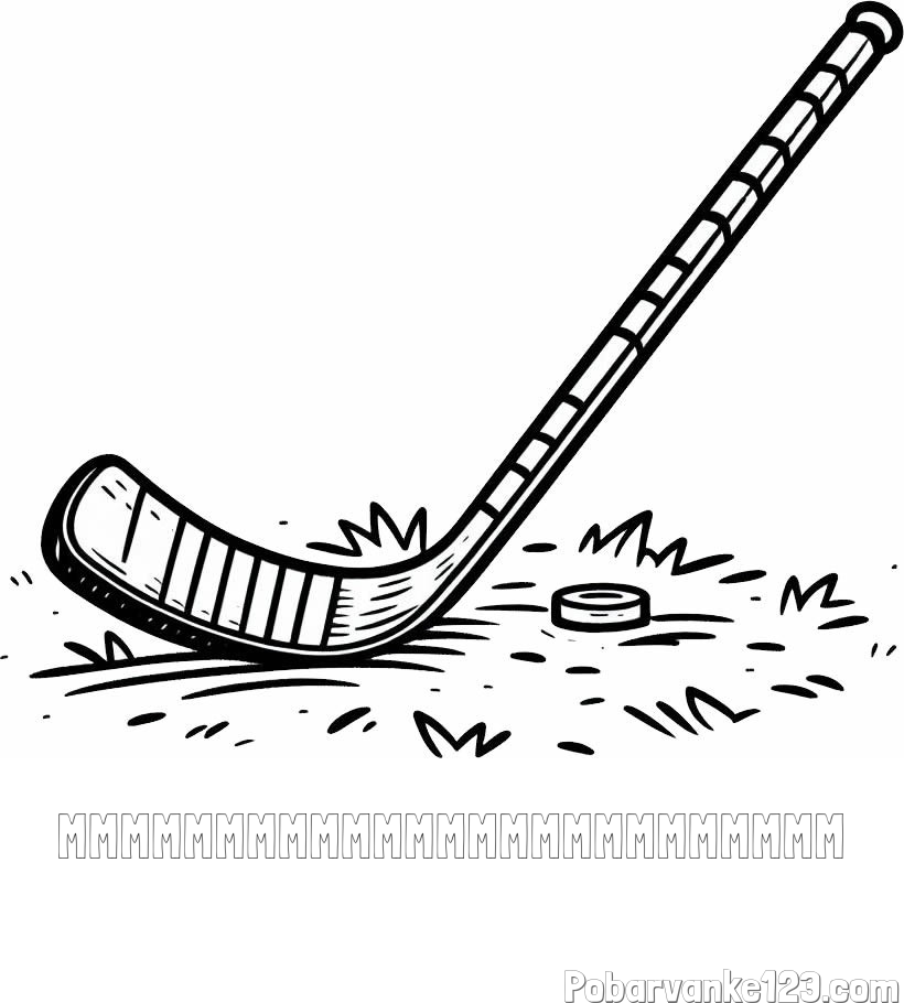 Pobarvanka imena MMMMMMMMMMMMMMMMMMMMMMMMM in pobarvanka hokejske palice na travi