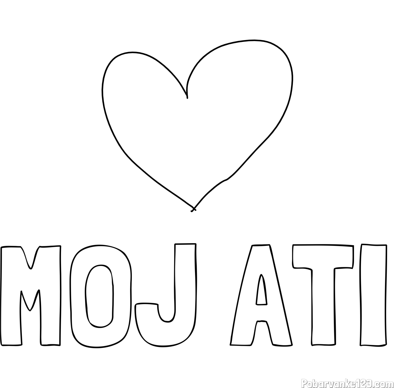 Pobarvanka imena MOJ ATI in srček