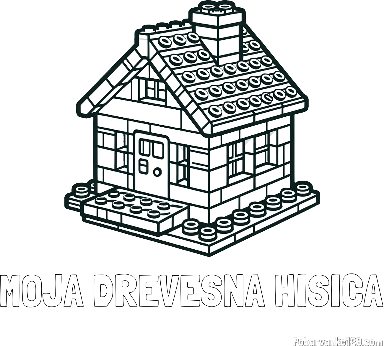 Pobarvanka imena MOJA DREVESNA HIŠICA in pobarvanka LEGO hiške