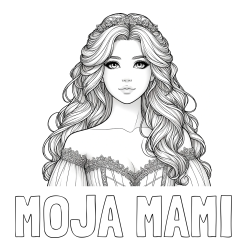 Online izdelana pobarvanka - Pobarvanka imena MOJA MAMI in pobarvanka lepe princese