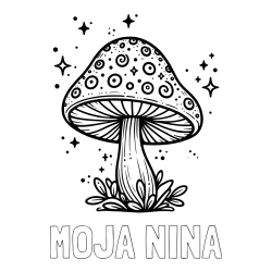 Online izdelana pobarvanka - Pobarvanka imena MOJA NINA in pobarvanka čarobne gobe