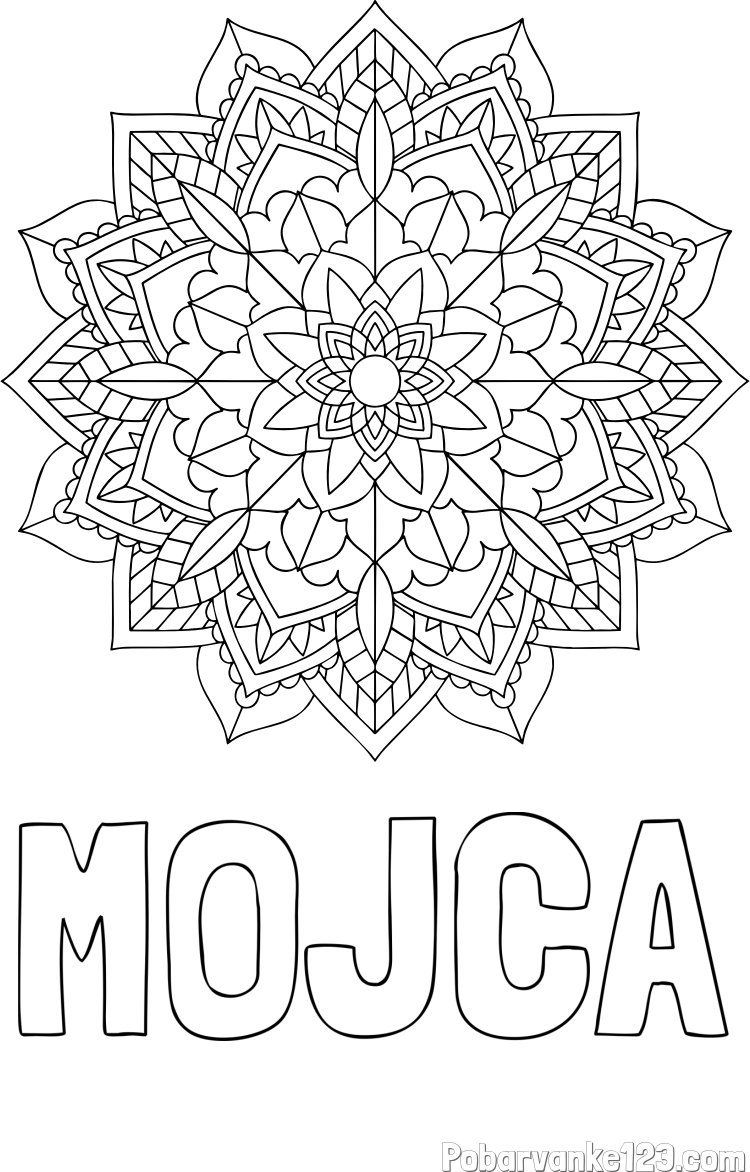 Pobarvanka imena MOJCA in Čudovita pobarvanka mendale