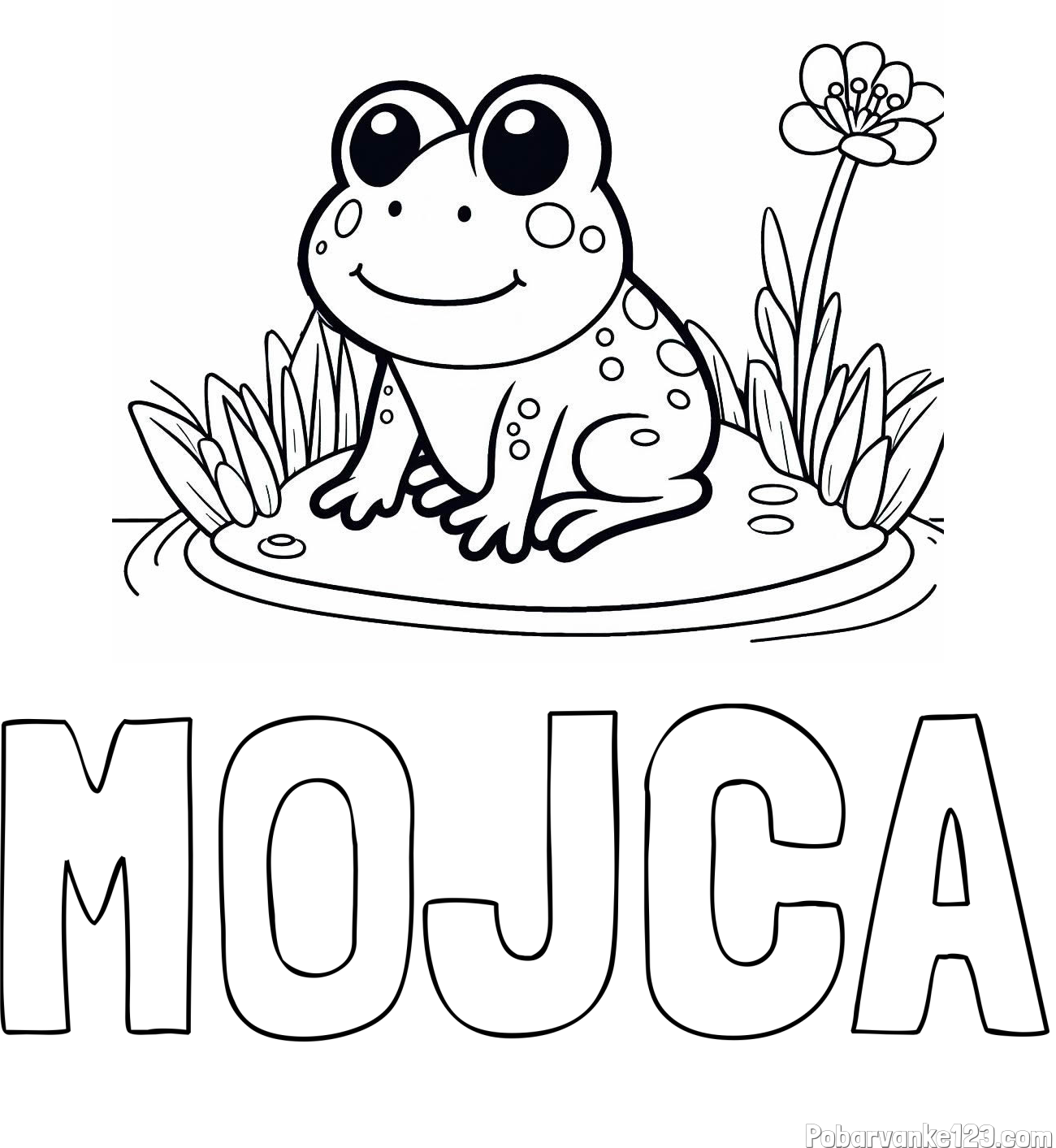 Pobarvanka imena MOJCA in pobarvanka žabe
