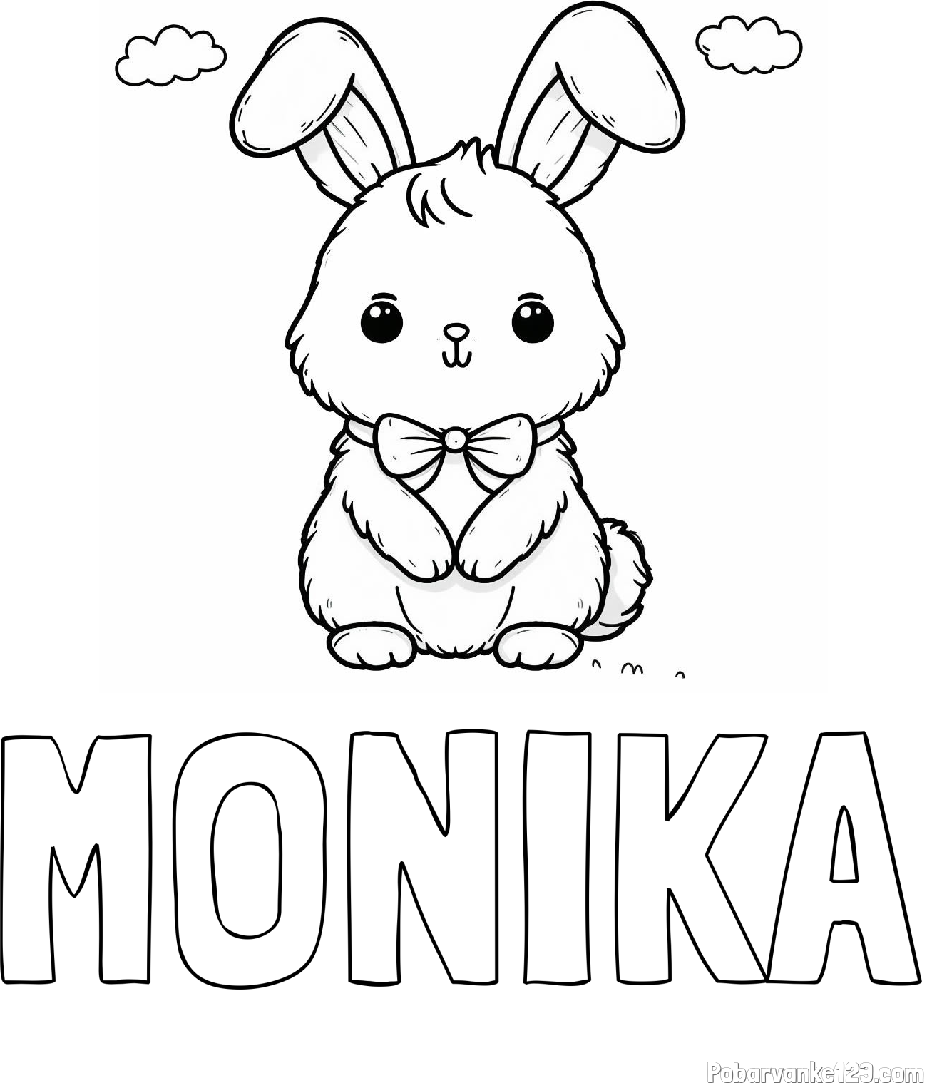 Pobarvanka imena MONIKA in pobarvanka prikupnega zajčka