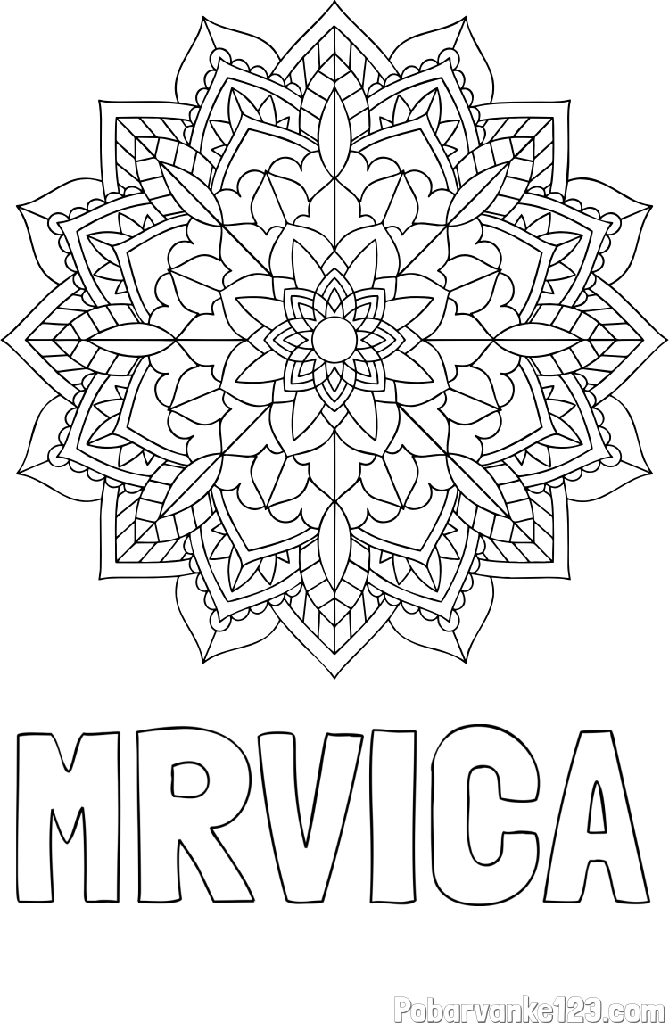 Pobarvanka imena MRVICA in Čudovita pobarvanka mendale