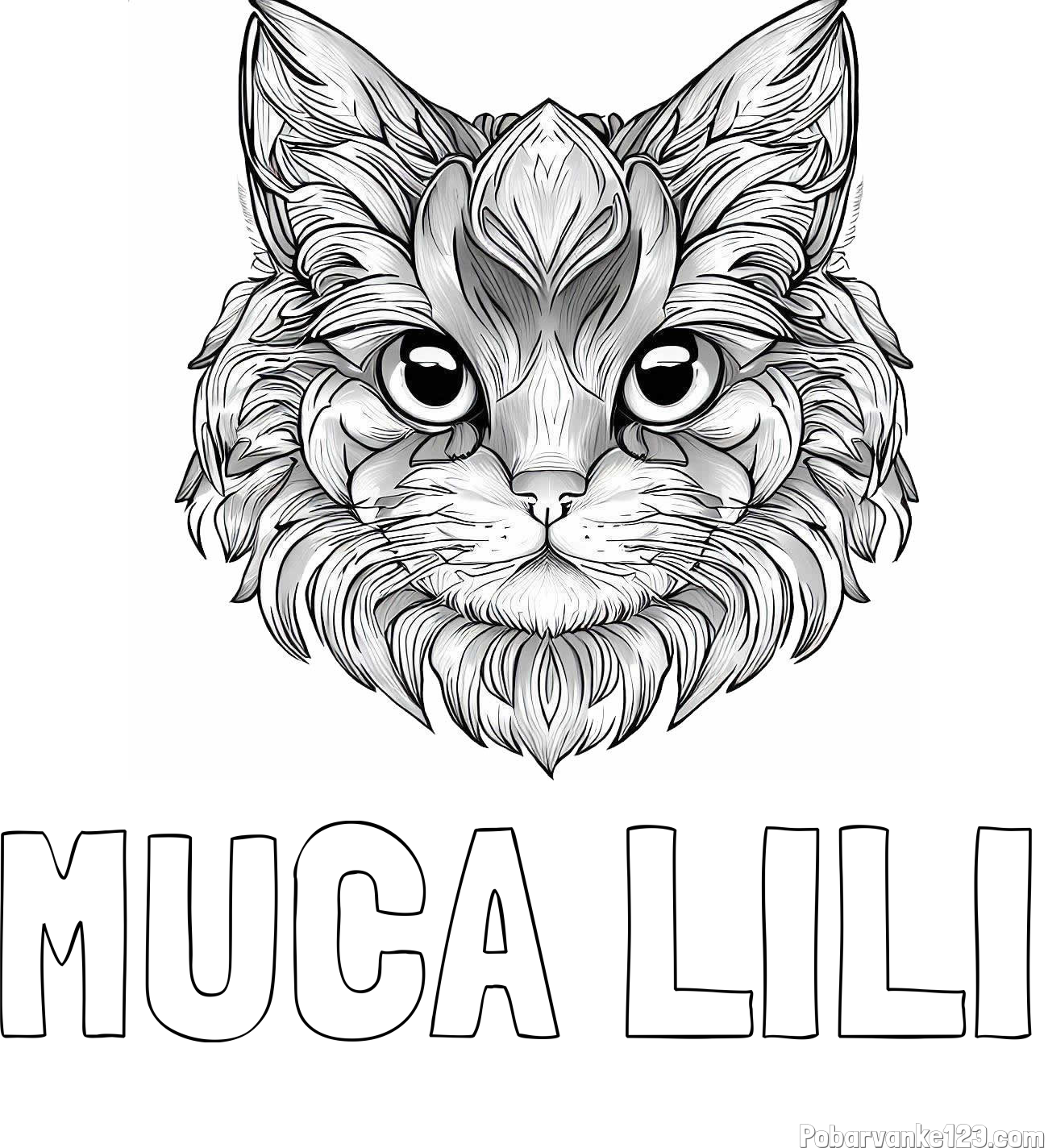 Pobarvanka imena MUCA LILI in pobarvanka mačke