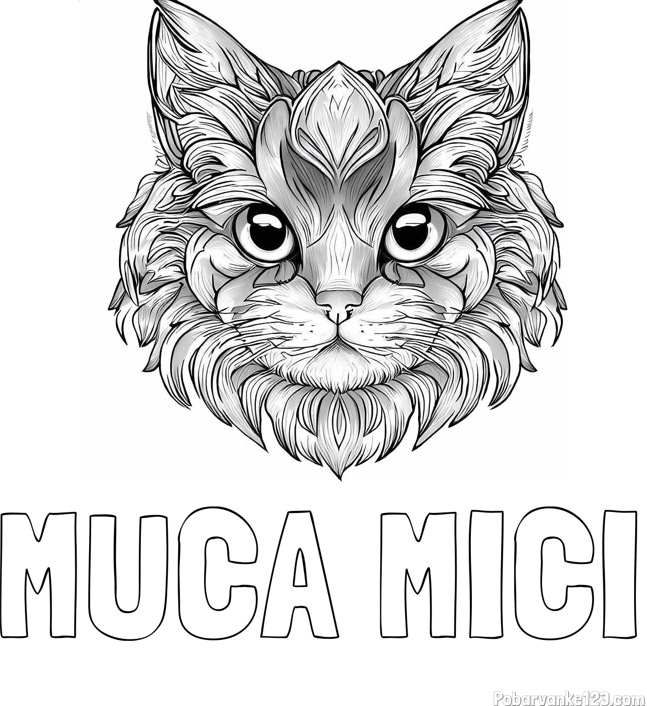 Pobarvanka imena MUCA MICI in pobarvanka mačke