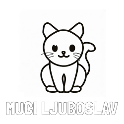 Online izdelana pobarvanka - Pobarvanka imena MUCI LJUBOSLAV in pobarvanka prikupne mucke