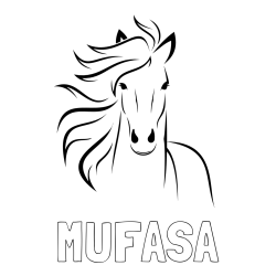 Pobarvanka imena MUFASA in lepa pobarvanka konja