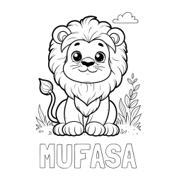 Online izdelana pobarvanka - Pobarvanka imena MUFASA in pobarvanka ljubkega leva