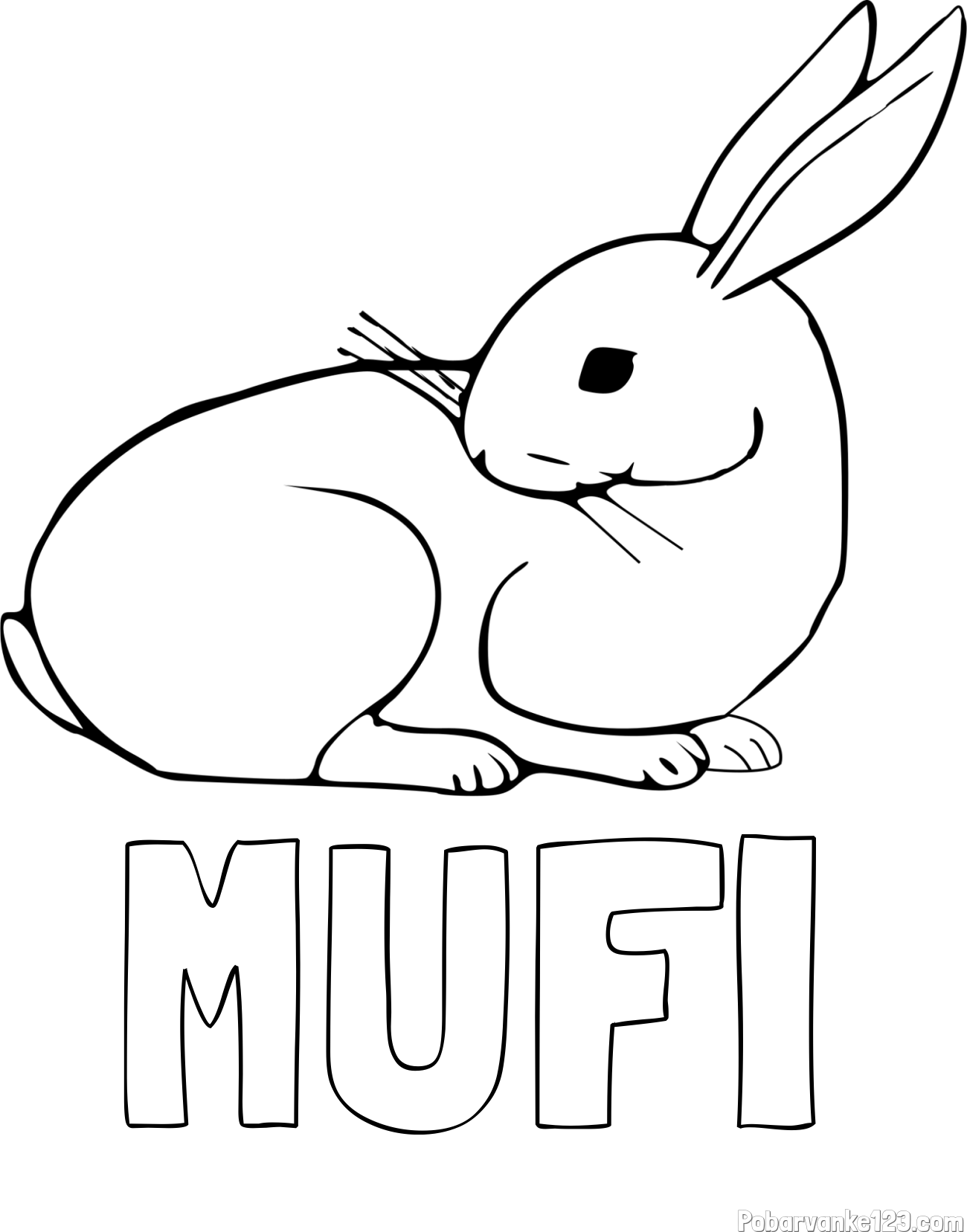 Pobarvanka imena MUFI in pobarvanka zajčka, ki je nekaj opazil