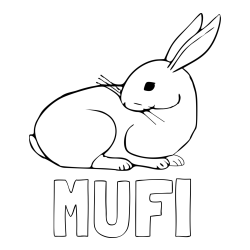 Online izdelana pobarvanka - Pobarvanka imena MUFI in pobarvanka zajčka, ki je nekaj opazil