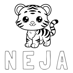 Online izdelana pobarvanka - Pobarvanka imena N E J A in pobarvanka ljubkega tigrčka