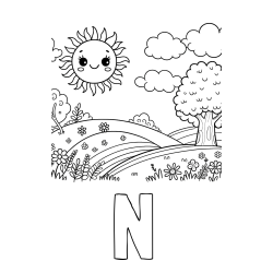 Online izdelana pobarvanka - Pobarvanka imena N in otroška pobarvanka narave
