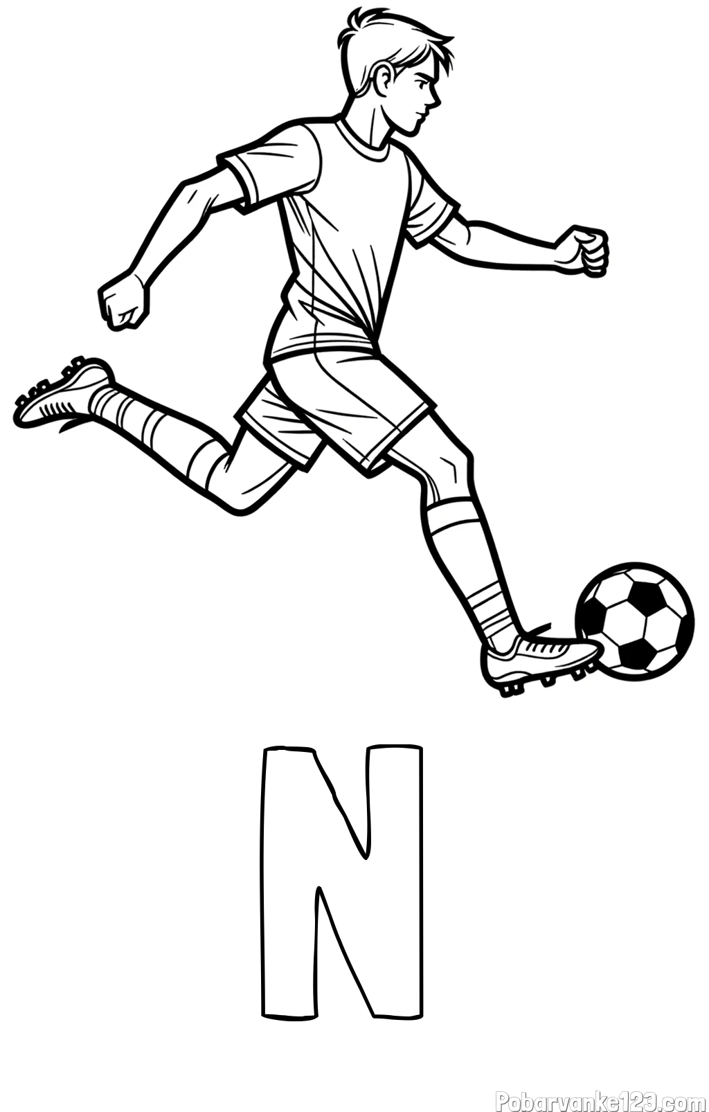 Pobarvanka imena N in pobarvanka nogometaša v napadu