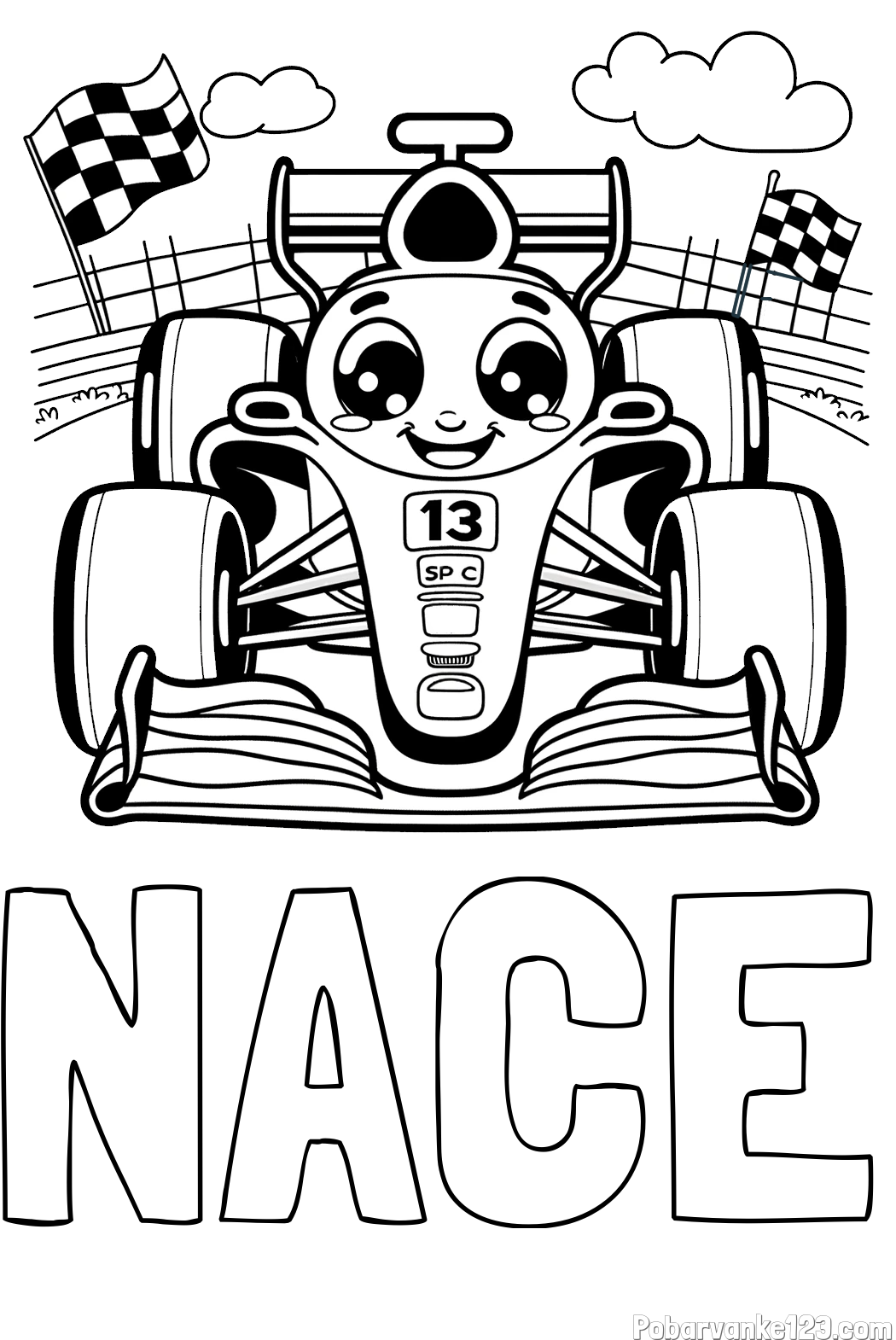 Pobarvanka imena NACE in otroška pobarvanka FORMULA 1