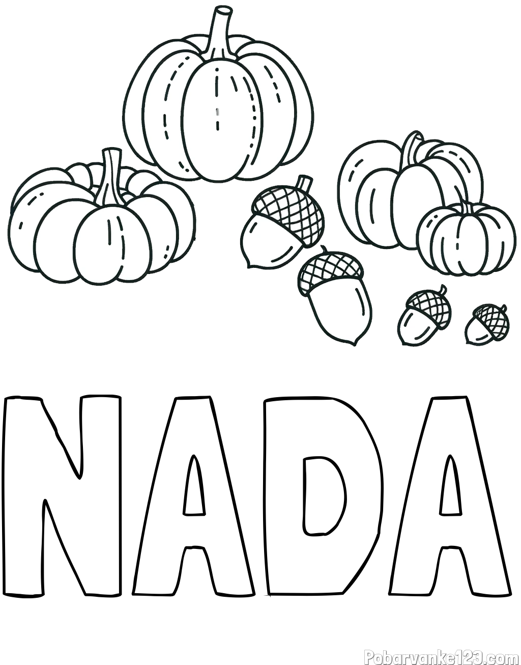 Pobarvanka imena NADA in pobarvanka buč in želoda