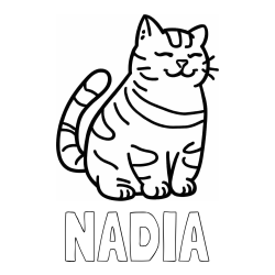 Online izdelana pobarvanka - Pobarvanka imena NADIA in pobarvanka debelušne mačke