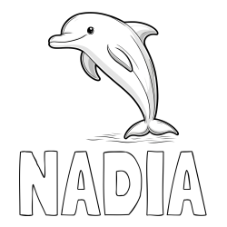 Online izdelana pobarvanka - Pobarvanka imena NADIA in pobarvanka delfina