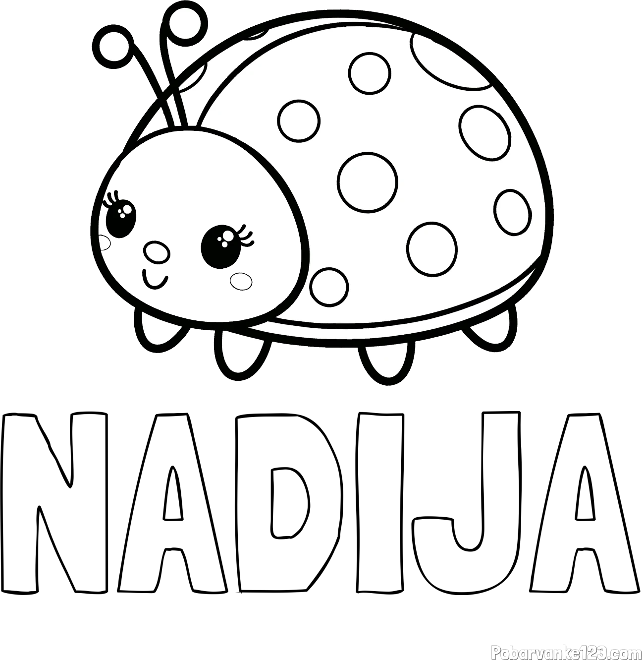 Pobarvanka imena NADIJA in pobarvanka ljubke pikapolonice