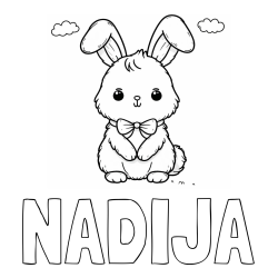 Online izdelana pobarvanka - Pobarvanka imena NADIJA in pobarvanka prikupnega zajčka