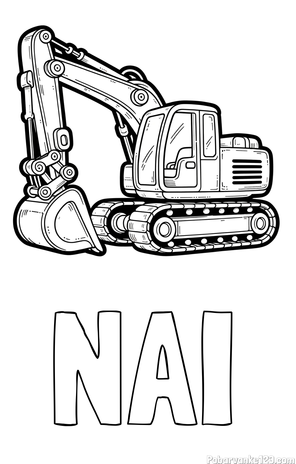 Pobarvanka imena NAI in pobarvanka velikega delovnega stroja - bagra