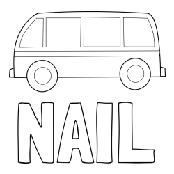 Online izdelana pobarvanka - Pobarvanka imena NAIL in avtobus