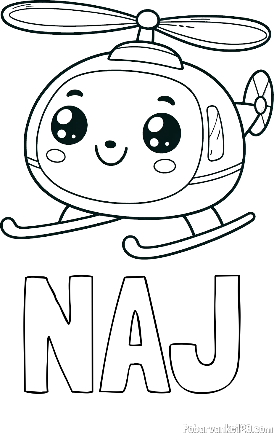 Pobarvanka imena NAJ in otroška pobarvanka ljubkega helikopterja